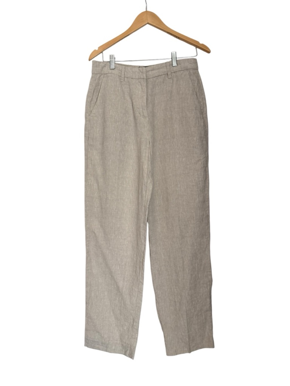 Frank & Oak‎ Jane 100% Linen Straight-Leg Pants Beige Size 6 NWT High Rise✨